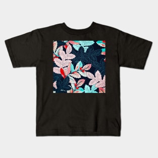 Bright Blue and Pink Branch Pattern Kids T-Shirt